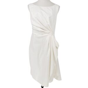 Les Hommes Asymmetrical Side Ruched Draped Cotton Dress EU 46, US 14, Large